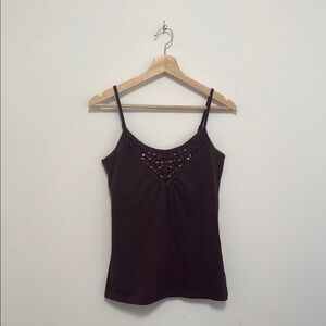 Sonoma Brown Beaded Cami Tank
